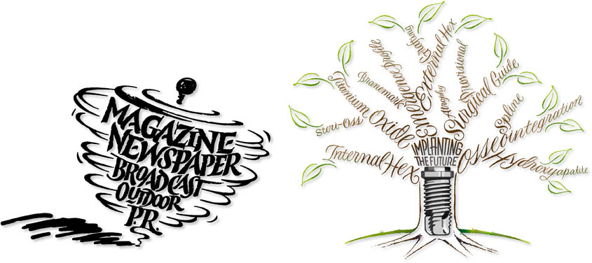 Typographic Illustration | Brush | Calligraphy | Spinning Top. Oakley Family Tree