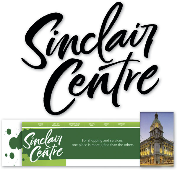 sinclair Centre Mall logo | Brand | Brush | Custom Type Design | Lettering | Vancouver BC | Olympic City 2010 | van Angelic