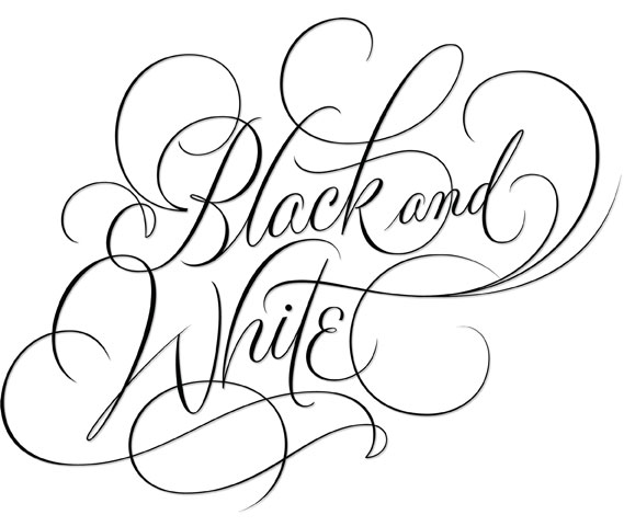 Black and White Lettering Flourished Elegant Hoffmann Angelic Design