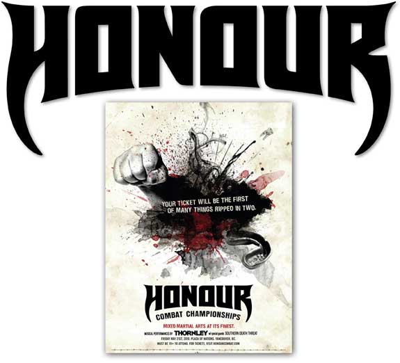 Honour Combat Championships Logo Design, Goth, Type Design, Branding | Hoffmann Angelic Design | fist | blood | fighting | honour | honor | goth | gothic | tattoo | canadian |